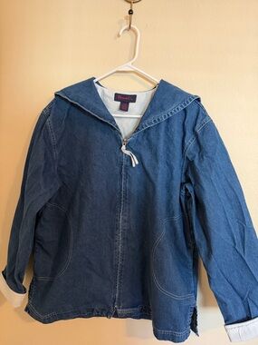Denim&Co Navy and Red Label Cotton Jacket